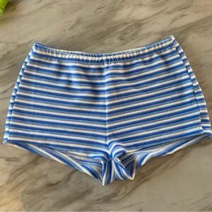H&M High Waist Blue and White Striped Shorts
